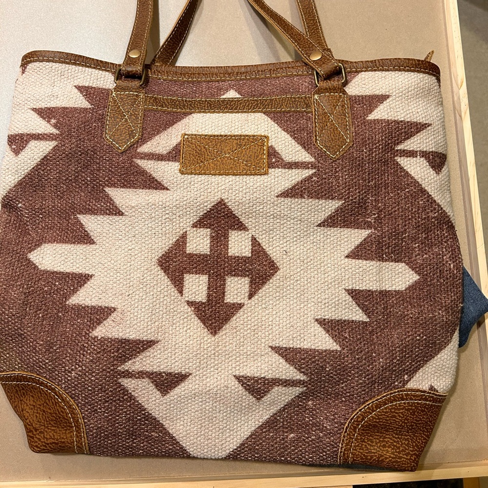 Myra Bag Brown and Cream Tote